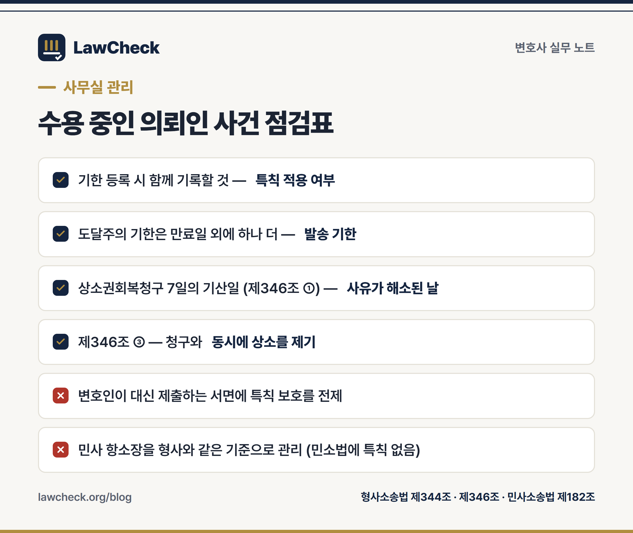 재소자 특칙 관련 사무실 관리 체크리스트와 흔한 실수